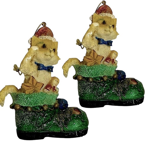 Vintage Cat Puss in Boots Ornaments Christmas Tree Decor Cats in Boots Set of 2 - Picture 13 of 16